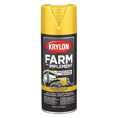 Spray Paint, John Deere Yellow, High-Gloss, Solvent, 12 oz MPN:K01934008