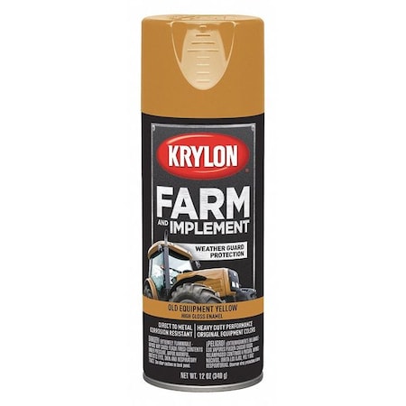 Spray Paint, Old Equipment Yellow, High-Gloss, Solvent, 12 oz MPN:K01953008