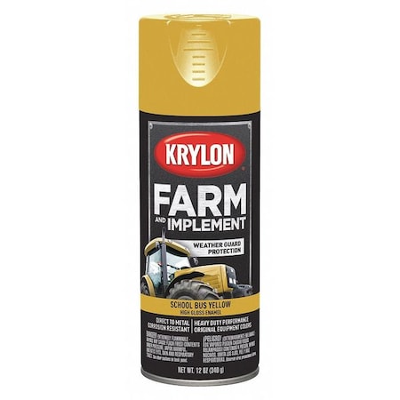 Spray Paint, School Bus Yellow, High-Gloss, Solvent, 12 oz MPN:K01957008