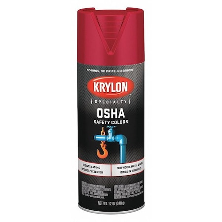 Spray Paint, Safety Red, Gloss, Solvent, 12 oz MPN:K02116777