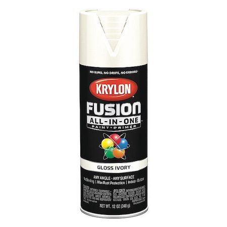 Rust Preventative Spray Paint, Ivory, Gloss, Solvent, 12 oz MPN:K02711007