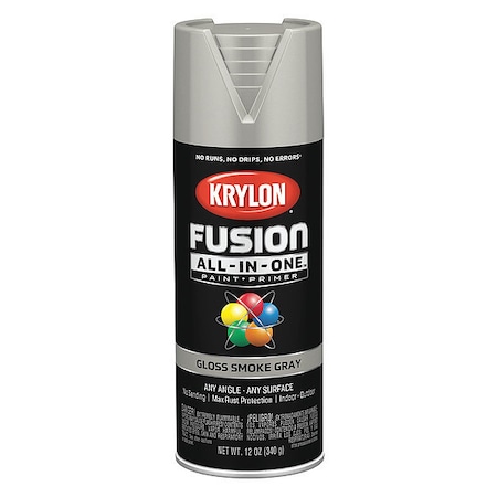 Rust Preventative Spray Paint, Smoke Gray, Gloss, Solvent, 12 oz MPN:K02723007
