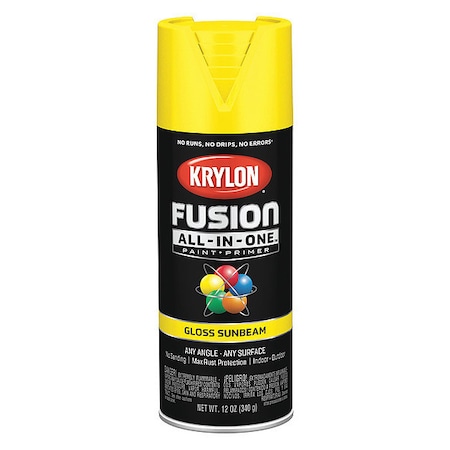 Rust Preventative Spray Paint, Sunbeam Yellow, Gloss, Solvent, 12 oz MPN:K02725007