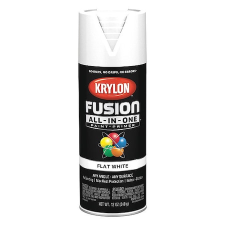Rust Preventative Spray Paint, White, Flat, Solvent, 12 oz MPN:K02730007