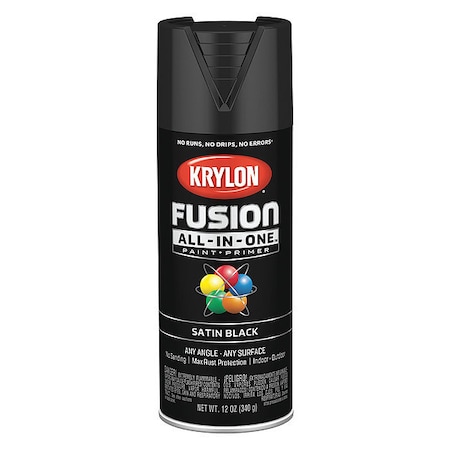Rust Preventative Spray Paint, Black, Satin, Solvent, 12 oz MPN:K02732007
