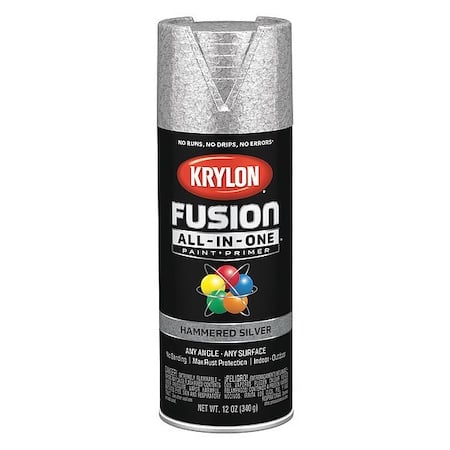 Hammered Spray Paint, Silver, Gloss, Solvent, 12 oz MPN:K02788007