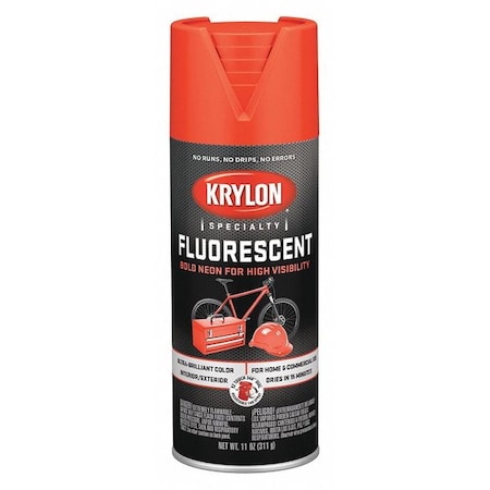Spray Paint, Flourescent Red Orange, Gloss, Solvent, 11 oz MPN:K03101777