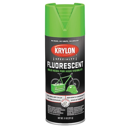 Spray Paint, Flourescent Green, Gloss, Solvent, 11 oz MPN:K03106888