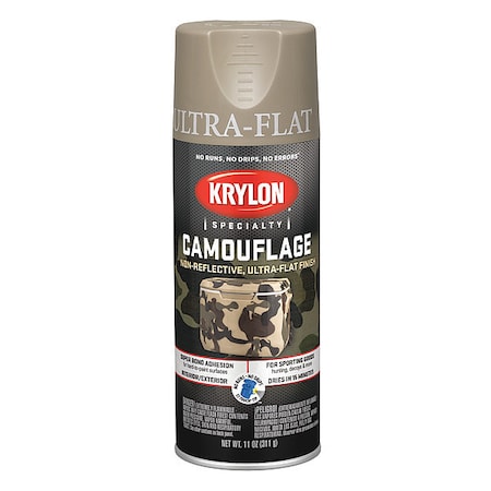 Spray Paint, Khaki, Ultra-Flat, Solvent, 11 oz MPN:K04291777
