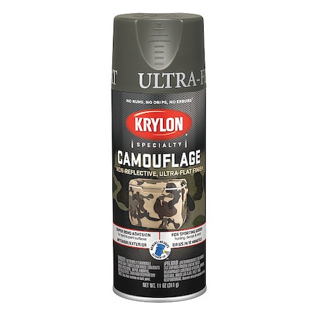 Spray Paint, Olive, Ultra-Flat, Solvent, 11 oz MPN:K04293777