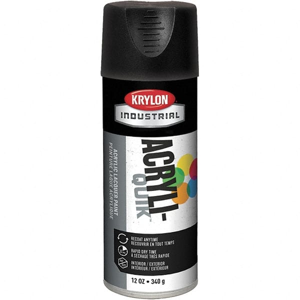 Lacquer Spray Paint: Black, Flat, 16 oz MPN:K01602A07