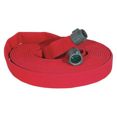 Fire Hose, Double Jacket, 50 ft Length, 1 1/2 in Hose Inside Dia., Polyurethane Hose Tube, Red MPN:G51H15LNR50P