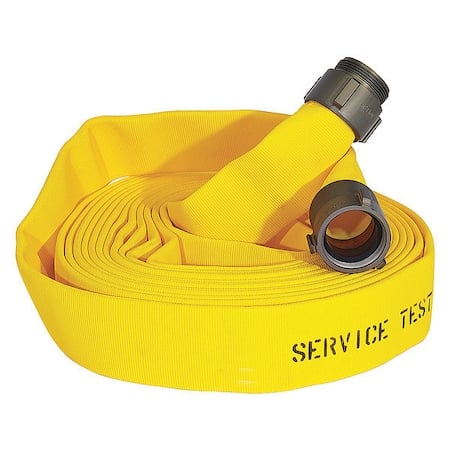Fire Hose, Double Jacket, 100 ft Length, 1 1/2 in Hose Inside Dia., Polyurethane Hose Tube, Yellow MPN:G51H15LNY100NB