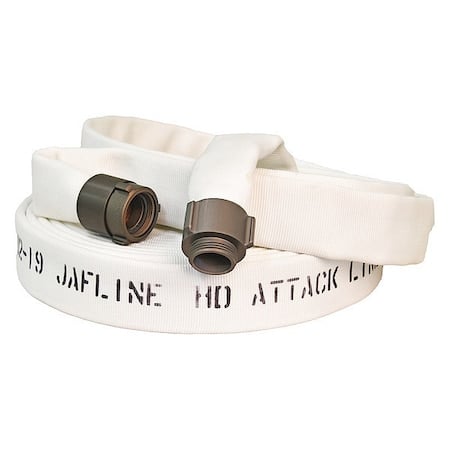 Fire Hose, Double Jacket, 50 ft Length, 1 3/4 in Hose Inside Dia., Polyurethane Hose Tube, White MPN:G51H175LNW50NB