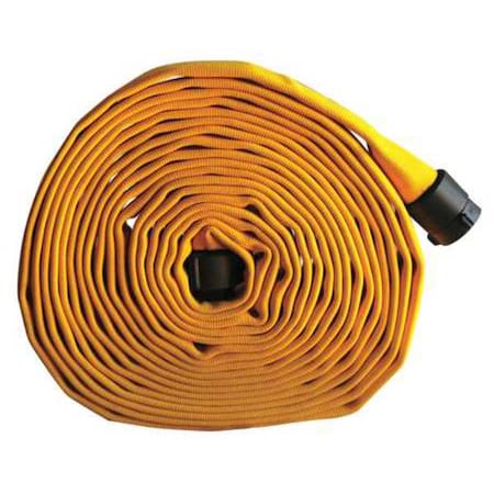 Fire Hose, Double Jacket, 100 ft. Length, 4 in Hose Inside Dia., Polyurethane Hose Tube, Yellow MPN:G51H4LNY100S