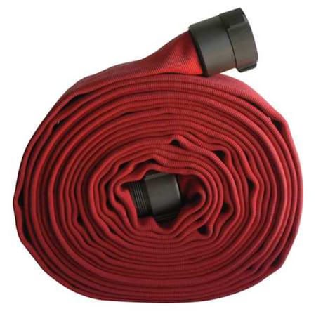 Fire Hose, Double Jacket, 100 ft. Length, 5 in Hose Inside Dia., Polyurethane Hose Tube, Red MPN:G51H5LNR100N
