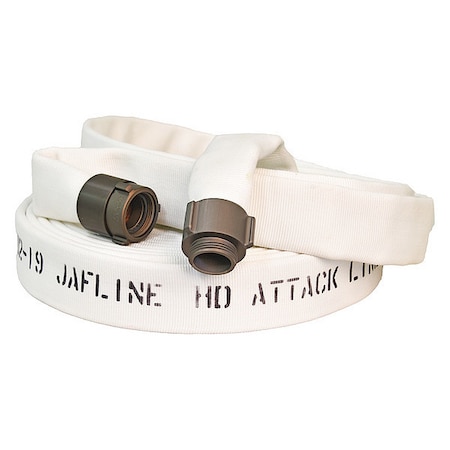 Fire Hose, Double Jacket, 50 ft Length, 1 1/2 in Hose Inside Dia., EPDM Hose Tube, MNPSH Fitting A MPN:G52H15HDW50P