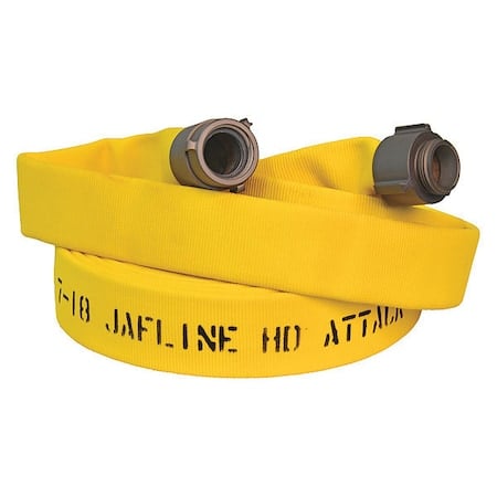 Fire Hose, Double Jacket, 50 ft Length, 1 1/2 in Hose Inside Dia., EPDM Hose Tube, MNH Fitting A MPN:G52H15HDY50NB
