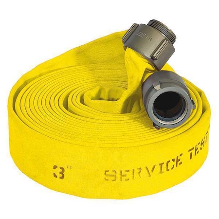 Fire Hose, Double Jacket, 100 ft Length, 2 1/2 in Hose Inside Dia., EPDM Hose Tube, Yellow MPN:G52H25HDY100