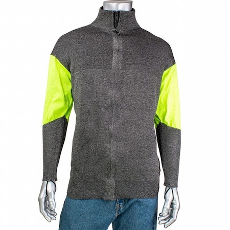 Cut and Abrasion Resistant Jacket, Hi-Vis Sleeves, 3 in Collar, Thumb Loops, 3XL MPN:J100SP-3CM-HVB-TL-3XL