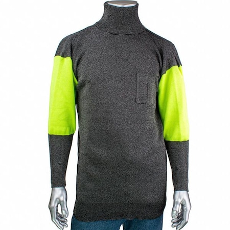 Cut and Abrasion Resistant Pullover, Hi-Vis Sleeves, 4 in Collar, Elastic Thumb, L MPN:P191SP-PP1-TL-L