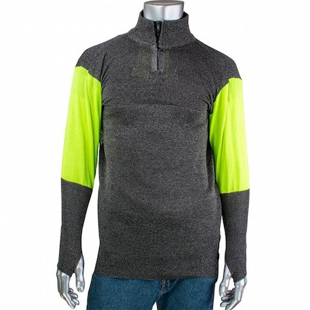 Cut and Abrasion Resistant 1/4 Zip Pullover, Hi-Vis Sleeves, Thumb Holes, 2XL MPN:PJG145-3CM-HVB-TH-2XL