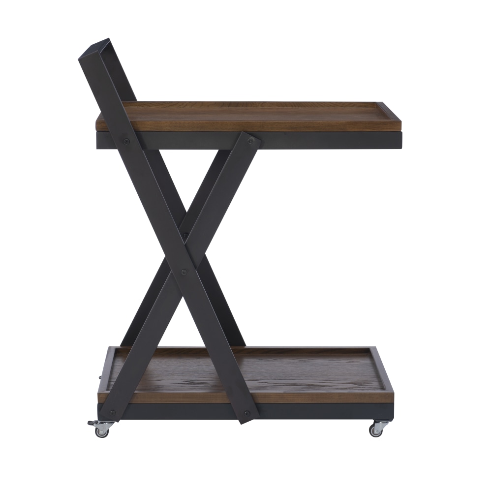 Powell Evans Rolling Bar Cart, 35-1/4in x 28-3/4in, Brown MPN:ODP2971