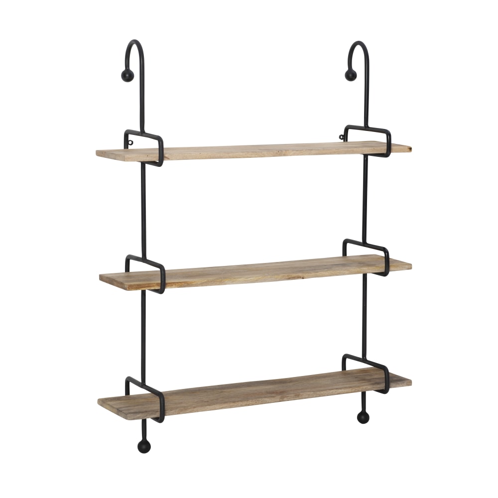 Powell Wheelan Wall Shelf, 39inH x 31inW x 8-1/2inD, Natural/Black MPN:ODP2720