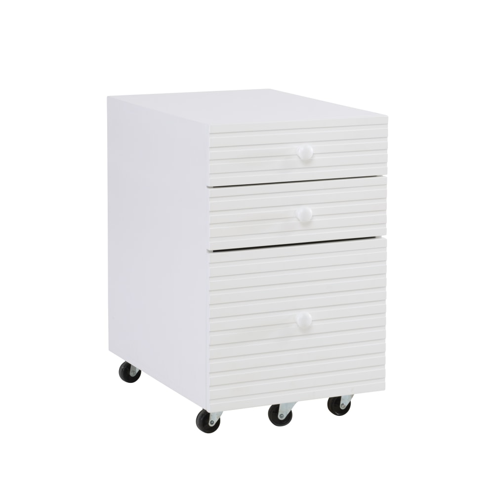 Powell Barrick 21-1/2inD Vertical 3-Drawer Rolling File Cabinet, White MPN:ODP2944