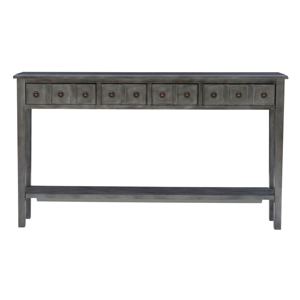 Powell Crocker 4-Drawer Console Table, 35inH x 60inW x 10inD, Gray MPN:ODP2259