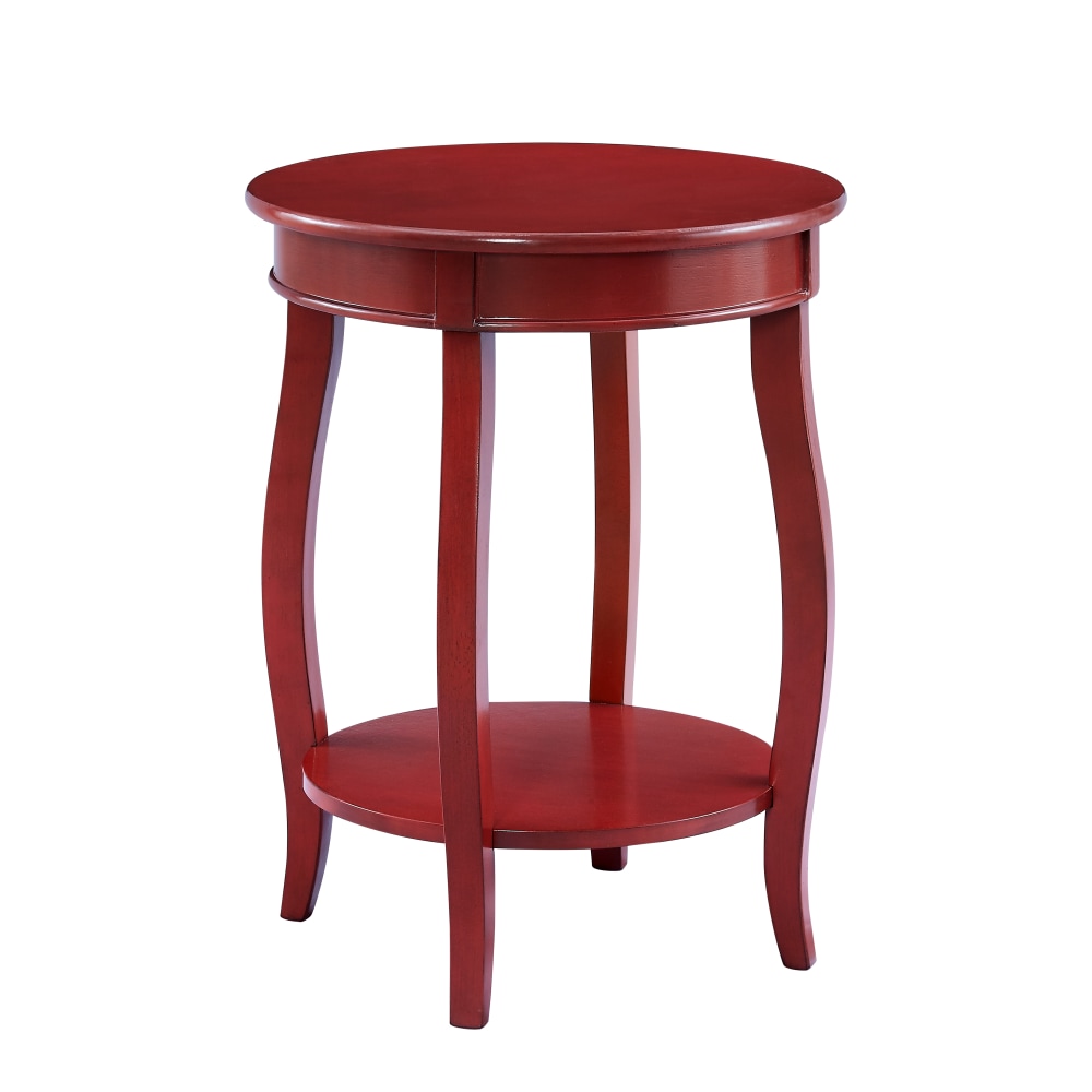 Powell Nora Round Side Table With Shelf, 24inH x 18inDia., Red MPN:ODP2357
