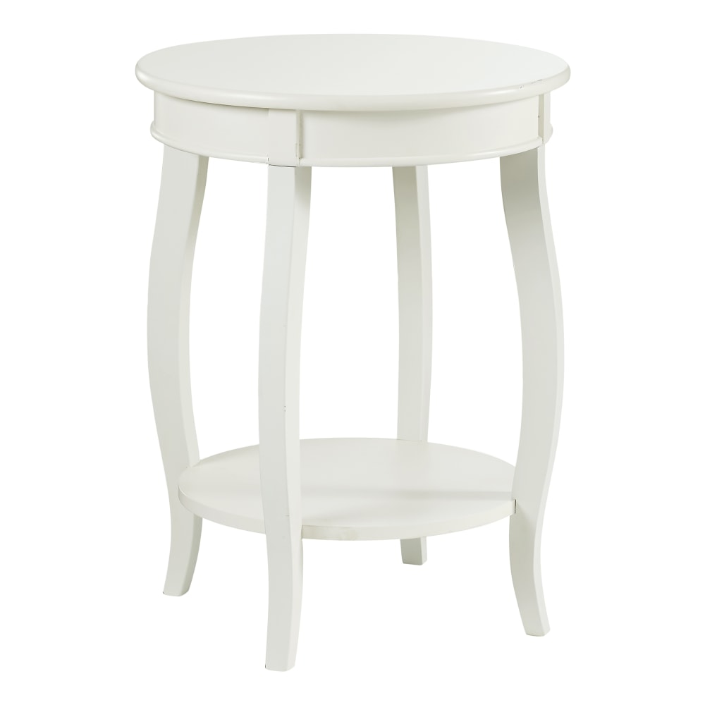 Powell Nora Round Side Table With Shelf, 24inH x 18inDia., White MPN:ODP2372