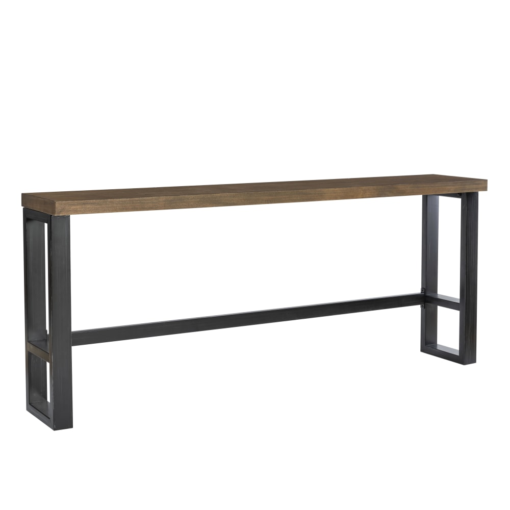 Powell Hartmand Wood/Metal Sofa Bar Table, 36inH x 84inW x 16inD, Brown/Gunmetal Gray/Black MPN:ODP2957