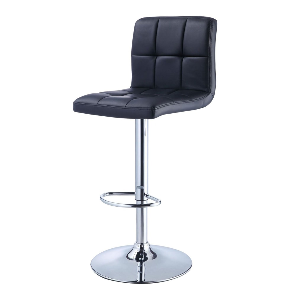 Powell Quilted Faux Leather Bar Stool, Black/Chrome MPN:212-851