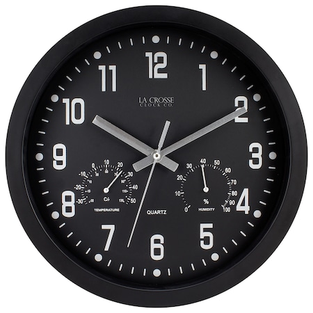 Wall Clock w Temp/Humidity, 12