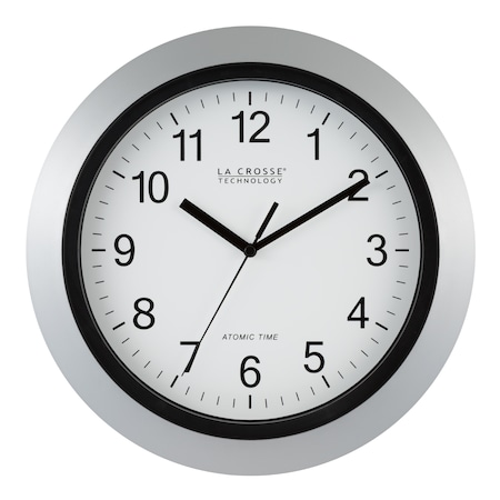Atomic Wall Clock, Silver, 12