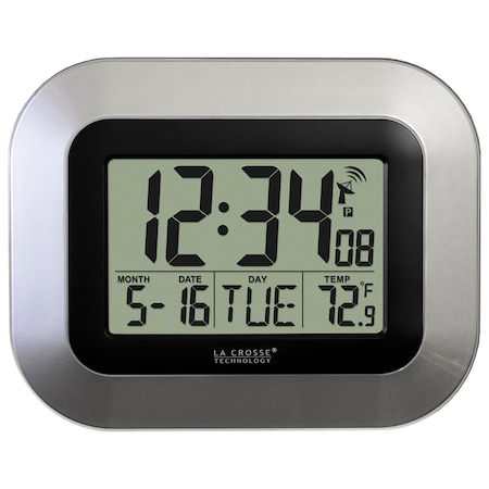 Atomic Digital Wall Clock w Indoor Temp MPN:WT-8005U-S-INT