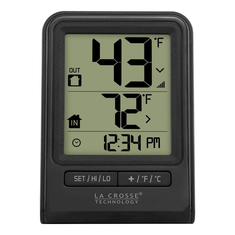 La Crosse Technology Battery-Powered LCD Wireless 2-Piece Digital Weather Thermometer Station With Hygrometer, Black MPN:308-1409BT-CBP