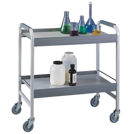 Utility Chemical Cart, Welded Steel Frame, 2 Shelves, 34.88