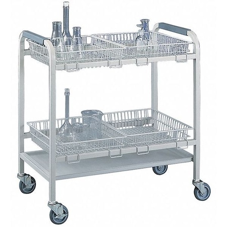 Laboratory Glassware Cart Basket, Welded Steel Frame, 18 in L, 16 in W, 4 in H MPN:8040200