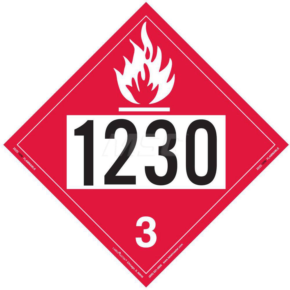 DOT Placards & Holders, Legend: Flammable Liquid , Material: Vinyl , Legend Color: Red , Placard Coating: UV  MPN:ZEZ21230