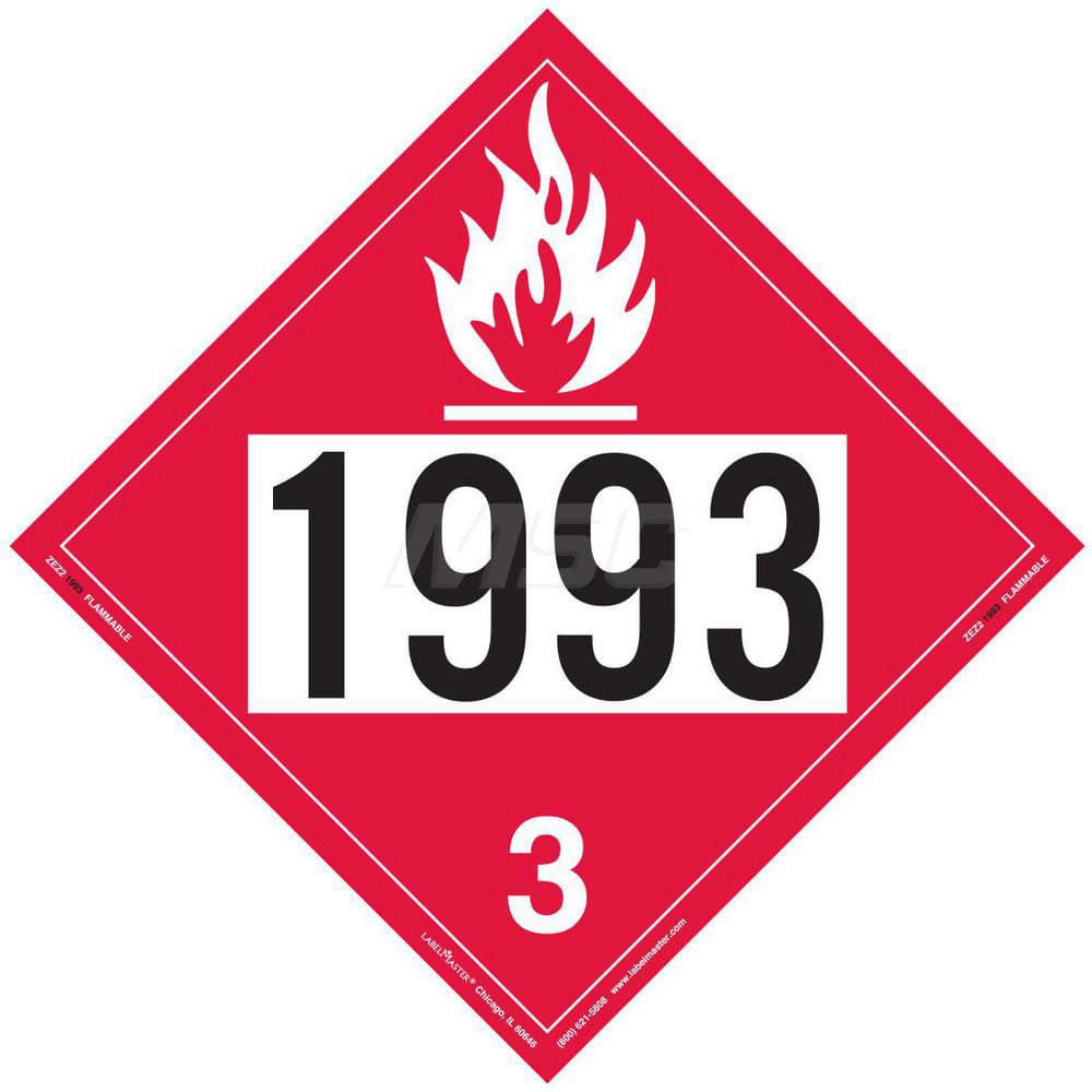 DOT Placards & Holders, Legend: Flammable Liquid , Material: Vinyl , Legend Color: Red , Placard Coating: UV  MPN:ZEZ21993