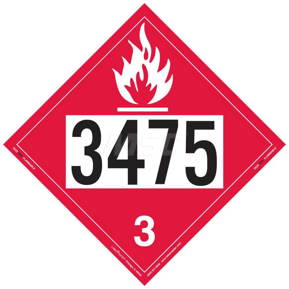 DOT Placards & Holders, Legend: Flammable Liquid , Material: Vinyl , Legend Color: Red , Placard Coating: UV  MPN:ZEZ23475