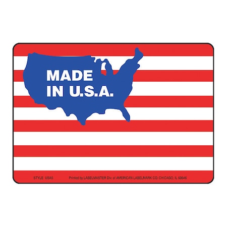 Made in the USA Flag Labels, PK500 MPN:USA5