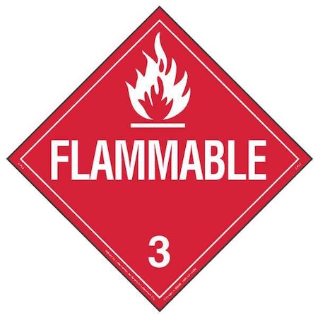 DOT Container Placard, Flammable, Vinyl, 10-3/4