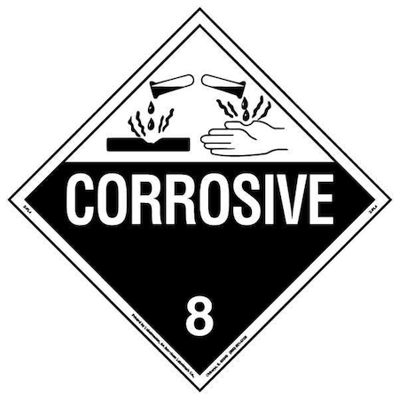 DOT Container Placard, Corrosive, Self-Adhesive Vinyl, 10-3/4