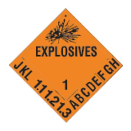 Explosive Placards, 10-3/4inx10-3/4in, 35ZM04 MPN:35ZM04