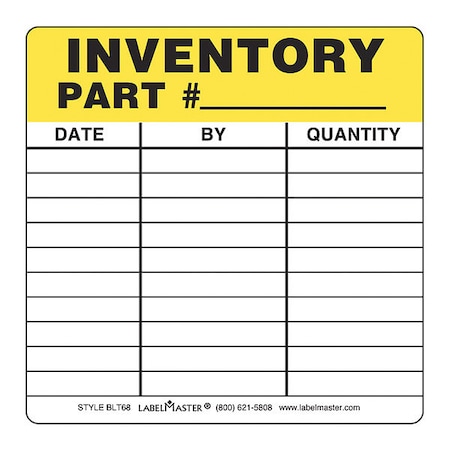 Inventory Part Number Label, PK500 MPN:BLT68