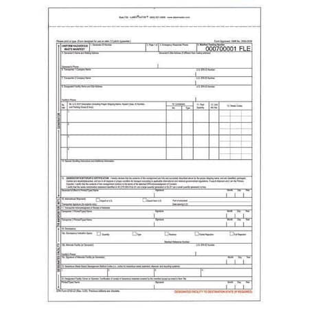 Uniform Hazardous Waste Manifest, PK100 MPN:F25R