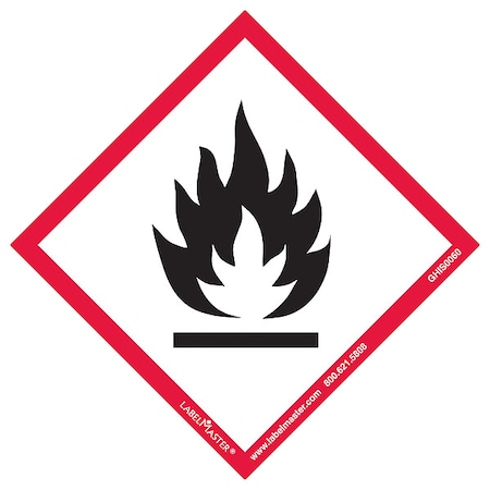 GHS Flame Label, 4inx4in, Paper, 100 Labels, PK100 MPN:GHIS0060